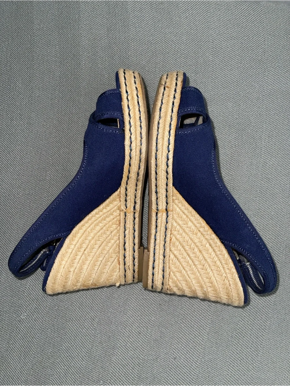 Tommy Hilfiger Navy Crisscross Slingback Wedge Sandals. //cod #C3